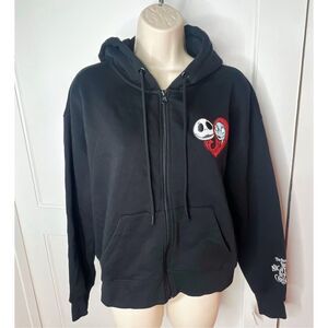 Disney Parks Nightmare Before Christmas Jack & Sally Hoodie Black Medium